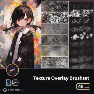 以下が含まれることがあります： デジタルアート用の45種類のテクスチャオーバーレイブラシセット。ブラシは、グランジ、ノイズ、グレインなど、さまざまなテクスチャをデジタルペイントに追加するように設計されています。ブラシはAdobe Photoshopと互換性があります。