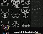 Procreate Lingerie Swimsuit Line Art Brushes | Female Clothing, Bodysuit Apparel Design | Fashion Sketching Brushes for Procreate Photoshop