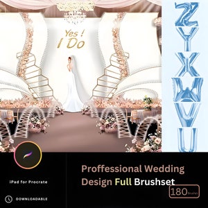 180+ Complete Wedding Design Brushset Wedding Aisle stamps, Procreate Brushes for Ceremony Illustration, Wedding Design, Wedding Planner