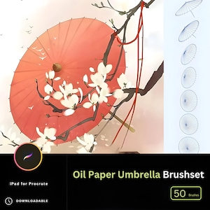 Set di oltre 50 pennelli per ombrelli in carta oleata, ombrello orientale, antico ombrello giapponese tradizionale cinese in carta di seta, romantico e artistico.