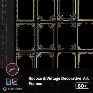 80+ klassische europäische Kartenrahmen Procreate & PS Brush Rokoko Vintage asiatische Rahmen, dekorative Kunstelemente für elegante Designprojekte