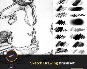 Más de 50 pinceles para bocetos en Procreate / Pinceles de carboncillo para pluma, conjunto de pinceles para bocetos en Procreate, pinceles para bocetos, sombreado, conjunto de pinceles para dibujo y bocetos en Procreate