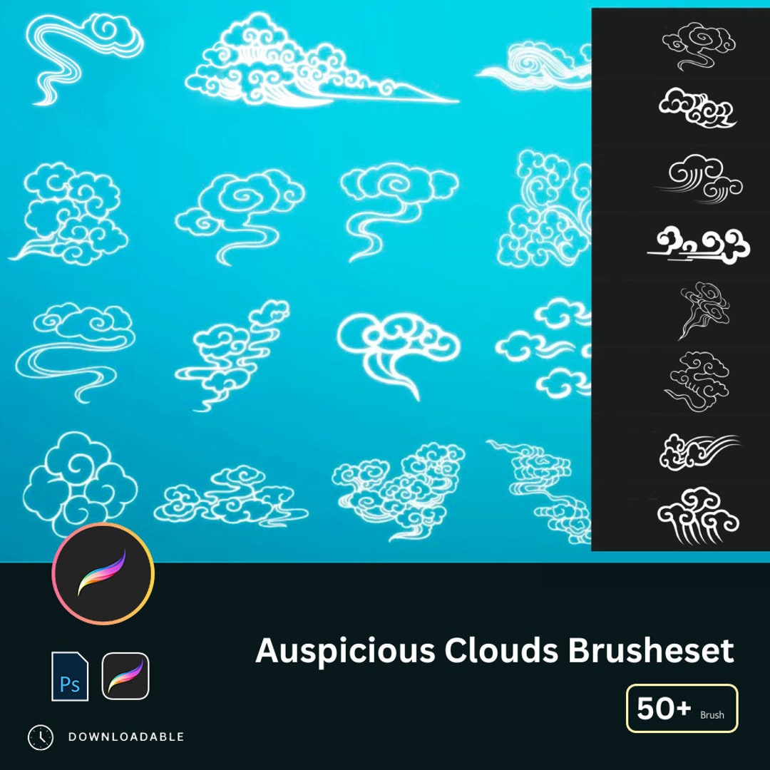 50+ Auspicious Clouds Procreate Brushes | Chinese Style Traditional ...