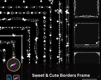Sweet Cute Borders Procreate PS Brush Set, Watermark Embellishments, Butterfly Glow, Avatar Decorations & Frames Animate Poster