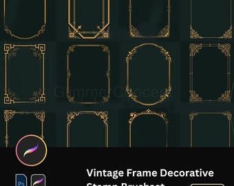 80+ European Vintage Frame Classical Pattern iPad Procreate Brush PS Brush PNG Transparent Decorative Elements Digital Art Set