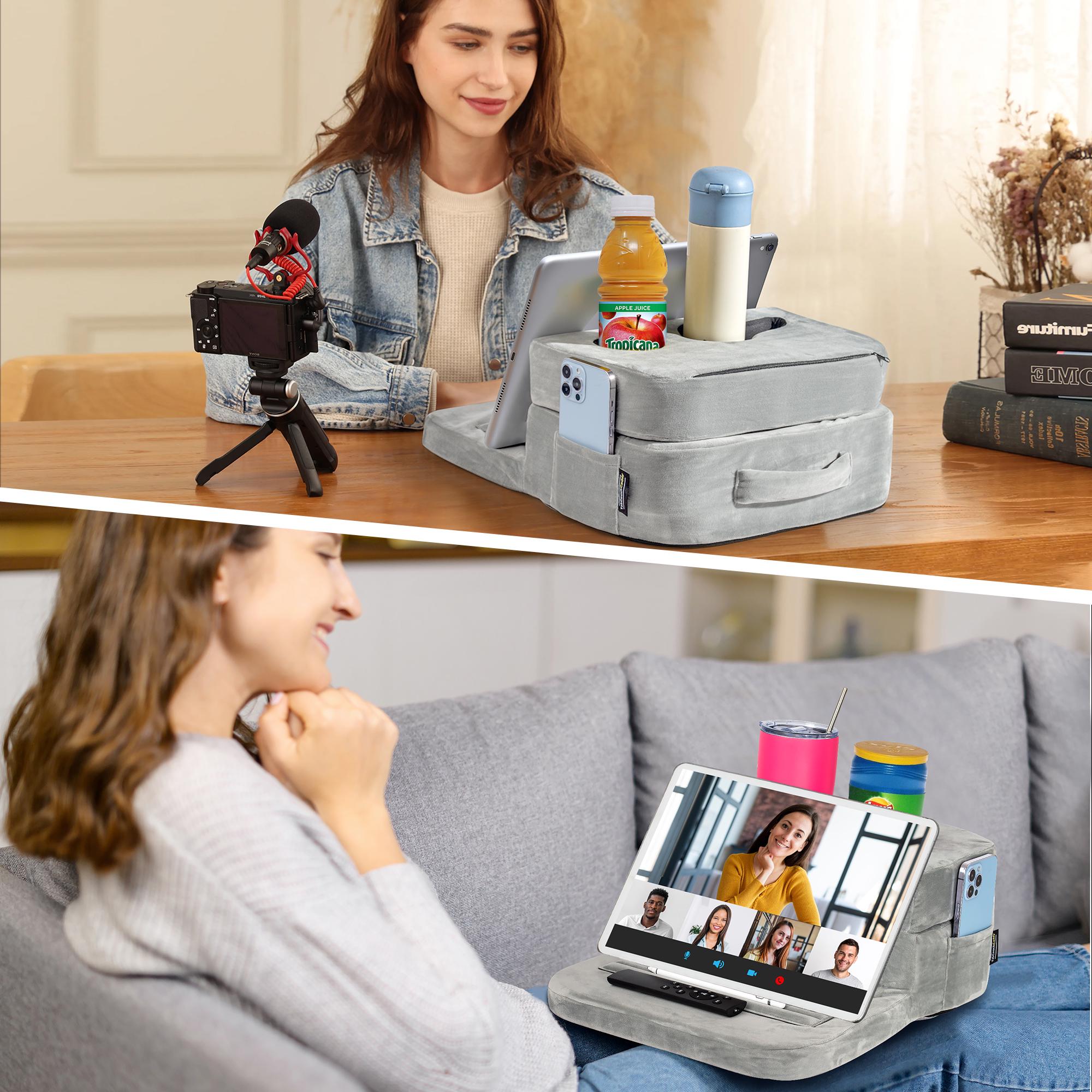 Remnotes Ipad Tabcouchcaddy Couch Cup Holder & Tablet Pillow for Bed, Sofa, Car Holds ...