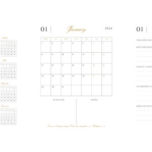 2024 Christian Monthly Planner Printable Monthly Calendar Chic Gold ...
