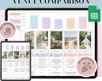 Venue Comparison Spreadsheet Google Sheets Vendor Cost Analysis Tool Price Tracking Wedding Birthday Baby Shower Bachelorette Event Planning