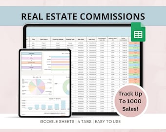 Rastreador de comisiones inmobiliarias Hojas de cálculo de Google CRM para agentes Lista de gestión de ventas Canal de referencias de clientes Compradores y vendedores
