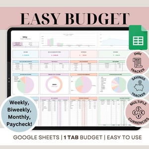 Maandelijkse budgetplanner Google-spreadsheet Budgetspreadsheet Salaris Budgetsjabloon Eenvoudige wekelijkse financiële planner Beginners Tweewekelijkse budgettering