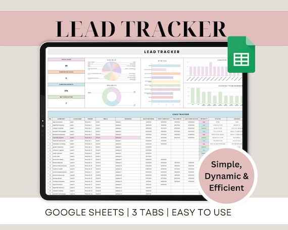 Lead Tracker Spreadsheet Google Sheets Sales Digital Client List Management Call Log Communication Dashboard Small Business Contact List CRM