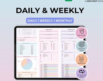 Daily Planner Spreadsheet Google Sheets Time Blocking Monthly Calendar Template To Do List Weekly Schedule Routine Digital Task Tracker