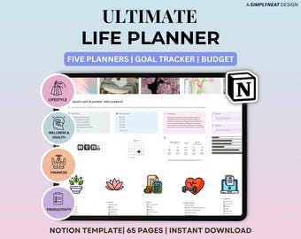 Notion Ultimate Life Planner Template, Full Life Second Brain Database