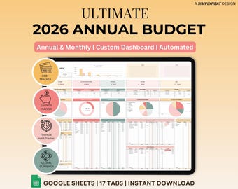 Ultimate Annual Budget Spreadsheet Monthly Budget Template Google Sheets Debt Savings Tracker Personal Finance Net Worth Paycheck Yearly
