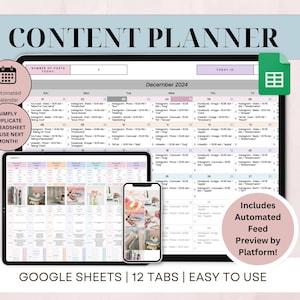 Social Media Planner Google Sheets Digital Marketing Dashboard Spreadsheet Social Media Template Content Creator Monthly Content Calendar
