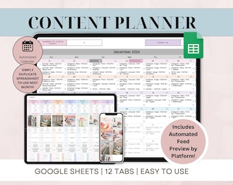 Social Media Planner Google Sheets Digital Marketing Dashboard Spreadsheet Social Media Template Content Template Ersteller des Monthly Content Kalender
