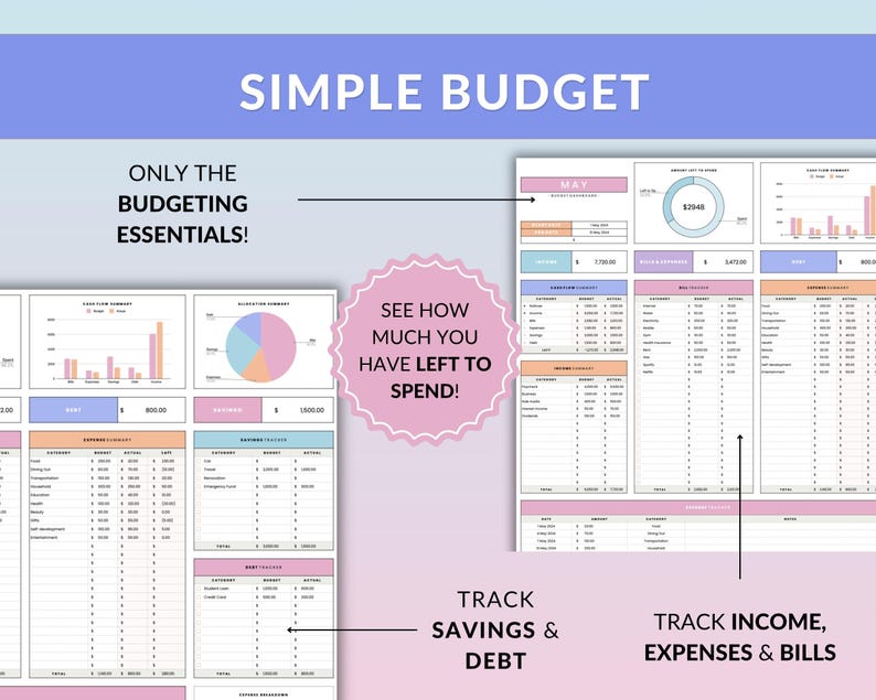 Budget Planner Google Sheets Monthly Budget Spreadsheet Paycheck Budget ...