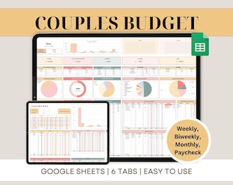 Couples Budget Spreadsheet Google Sheets Monthly Expense Template Weekly Budget Planner Dashboard Biweekly Budget by Paycheck Tracker