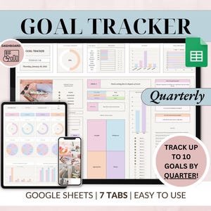Zielplaner Jahresziel-Tracker Google Sheets Tabelle SMART Ziel-Dashboard Vorlage für neue Jahre Jahres-Vision-Board