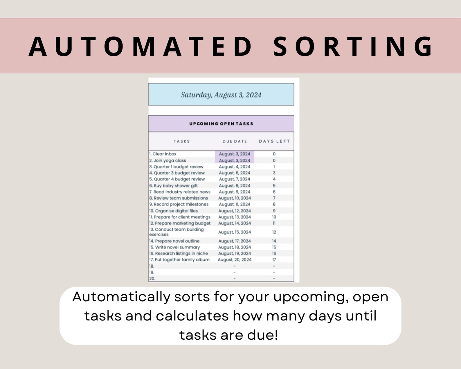 Task Tracker Spreadsheet Smart Calendar Google Sheets to Do List ...
