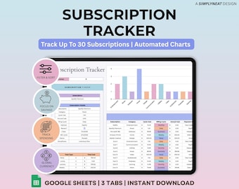 Abonnement-Tracker Tabelle Google Sheets Ersparnis-Tracker Persönliche Haushaltsplaner Bargeldeinsparungen Tabelle Vorlage Plan Ausgaben