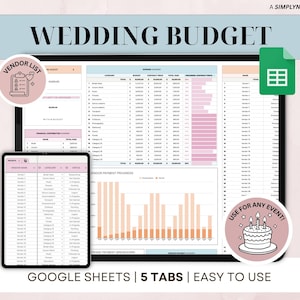 Wedding Budget Spreadsheet Google Sheets Wedding Planner Wedding Finance Tracker Wedding Cost Task Tracking Expenses Bride Budget