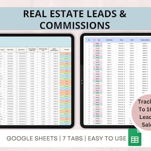 Real Estate Lead Tracker Google Sheets Commissions Spreadsheet CRM Agents Contact Management List Client Relationship Pipeline Buyer Seller