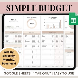 Budgetplanner Google Spreadsheets Maandbudget Spreadsheet Salaris Budgetsjabloon Eenvoudige wekelijkse financiële planner Tweewekelijkse onkostenbegroting