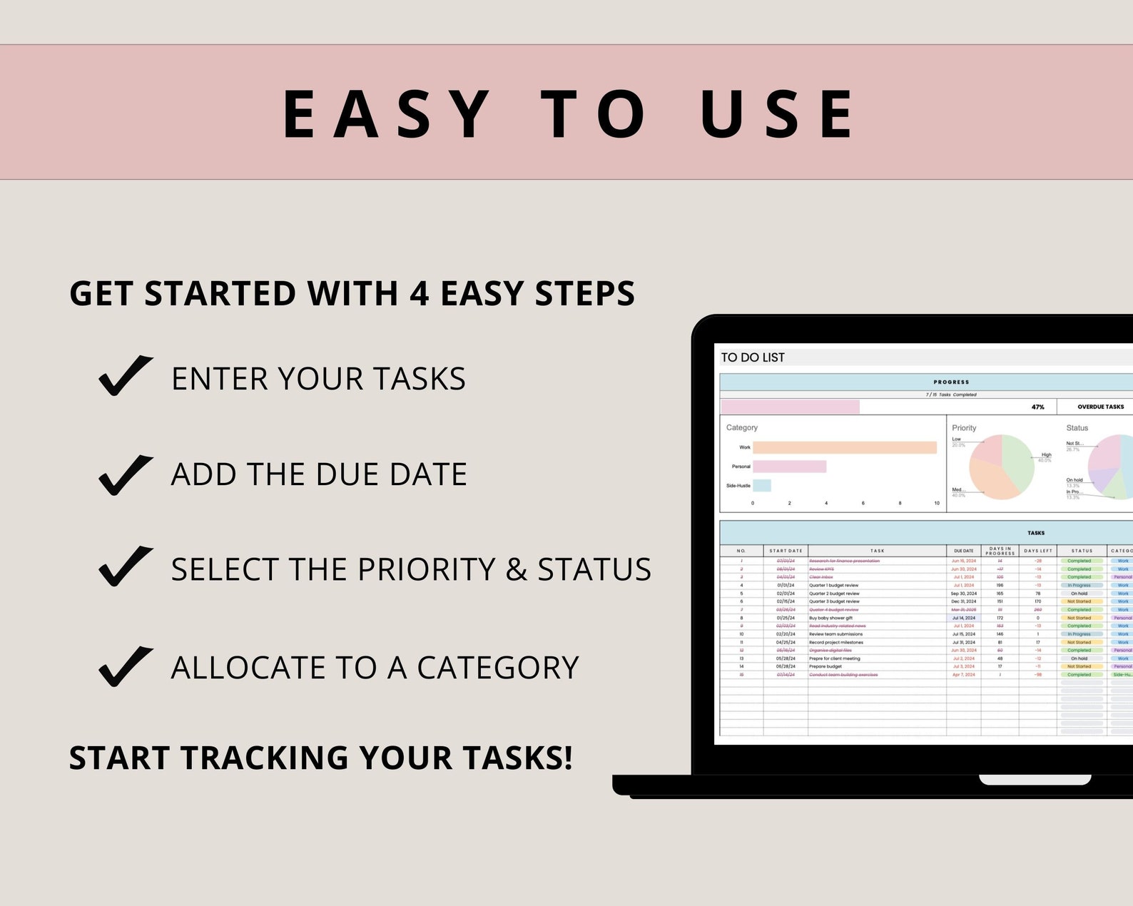 Task Tracker Spreadsheet Google Sheets to Do List Template Task ...