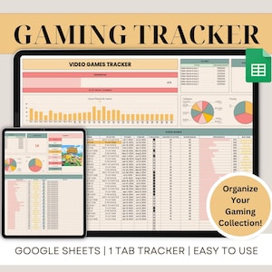 Gaming-tracker Google Spreadsheets Videogamelogboek Spreadsheet Gamingplanner-dashboard Gaming-voortgangstracker-checklist Gamebibliotheek Galerij