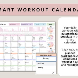 Puede incluir: Un calendario de entrenamiento imprimible rosa y blanco para octubre de 2024. El calendario incluye el seguimiento diario del entrenamiento, gr&aacute;ficos de progreso semanales y una secci&oacute;n para establecer objetivos de entrenamiento. El texto "CALENDAR START" est&aacute; resaltado en un cuadro rosa.