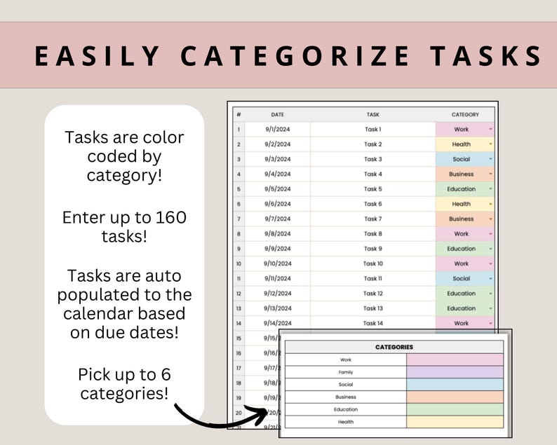 Monthly Calendar Spreadsheet Google Sheets Daily Schedule To Do List Template Productivity Task Tracker Weekly Monthly Routine Planner image 4