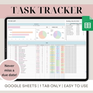 Task Tracker Spreadsheet Google Sheets To Do List Template Task Management Dashboard Daily Weekly Monthly Planner Productivity Organizer