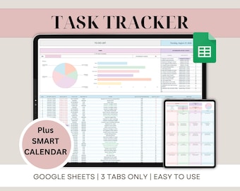 Task Tracker Spreadsheet Smart Calendar Google Sheets To Do List Template Productivity Management Dashboard Daily Weekly Monthly Planner
