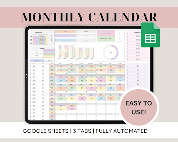 Monthly Calendar Spreadsheet Google Sheets Daily Schedule To Do List Template Productivity Task Tracker Weekly Monthly Routine Planner