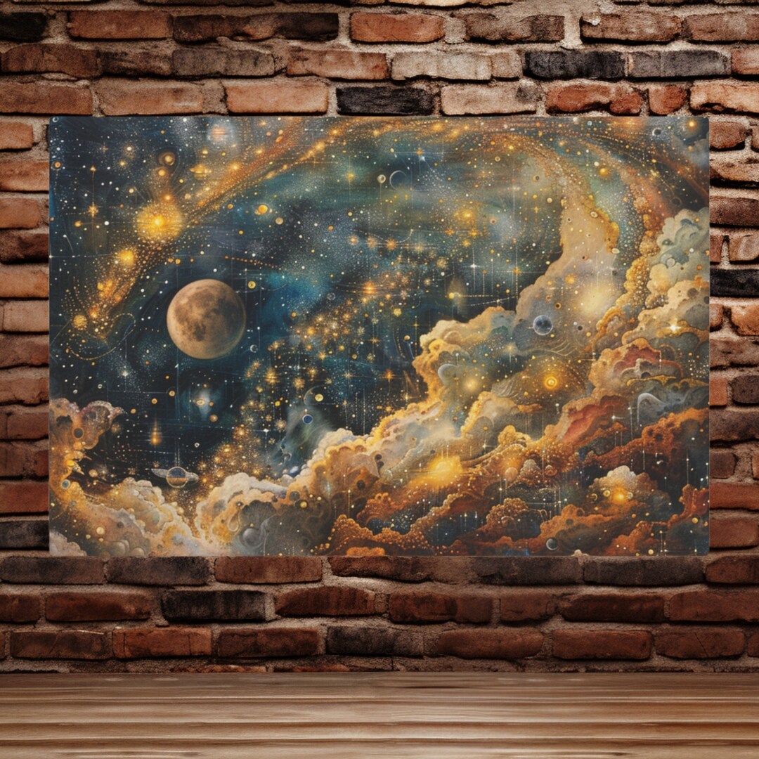 View of Vintage Metal Wall Art: Space Home Decor, Fantasy Metal Sign & Cosmos ...