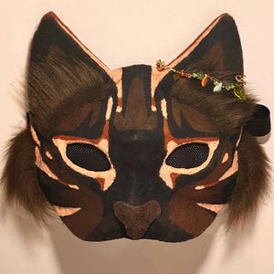 HQ Brown Therian Cat Mask, Waterproof and Handmade