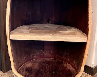 Wine barrel liquor cabinet