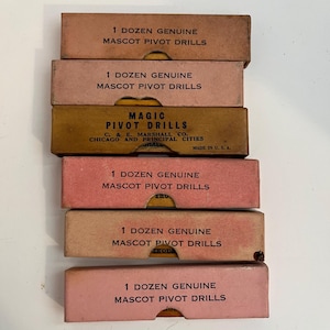 6 Small Pivot Drill Bit Boxes-Some bits remaining
