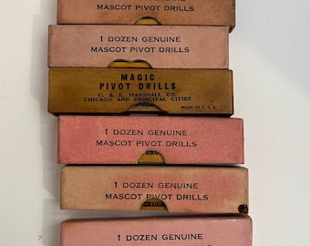 6 Small Pivot Drill Bit Boxes-Some bits remaining