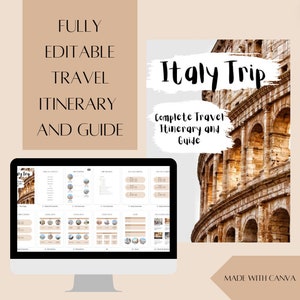 Travel Guide and Itinerary Template- Editable- Travel Guide- Holiday Planner - Printable-