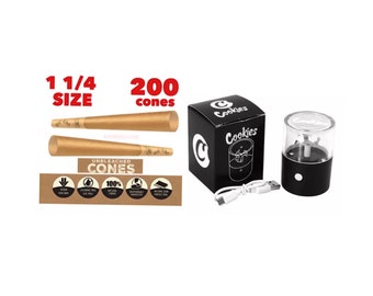 Zig zag 1 1/4 size pre-rolled cone with tip 50pk | 100pk | 200pk + portable rechargeable electric grind-er