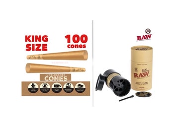 Zig Zag king size pre-rolled unbleached cone(25pk, 50pk, 100pk, 200pk, 300pk, 500pk) + RAW KING size six shooter