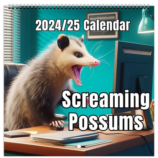 Screaming Possums Calendar | 2024 Calendar | Possum Calendar | Opossums | 2024 2025 Calendar | Screaming Possums | Funny Possums