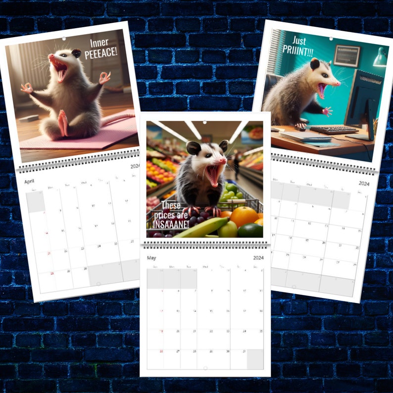 Screaming Possums Calendar 2024 Calendar Possum Calendar Opossums 2024