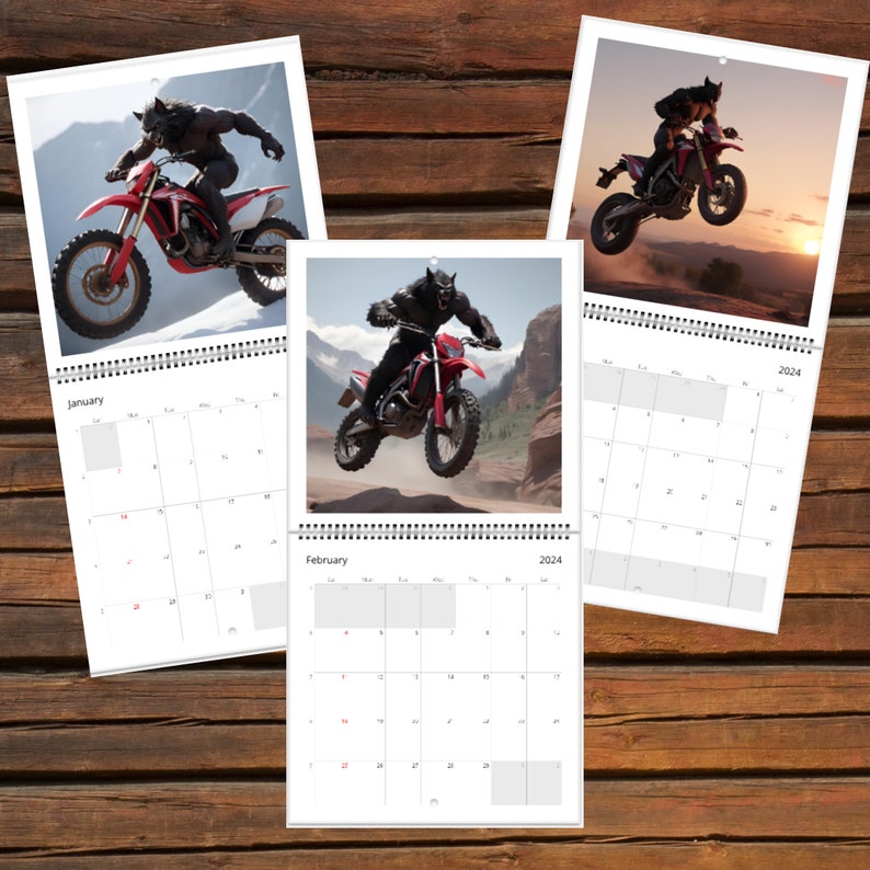 Dirtbike Wolf Calendar 2024 Calendar Dirtbike Calendar Wolf Calendar