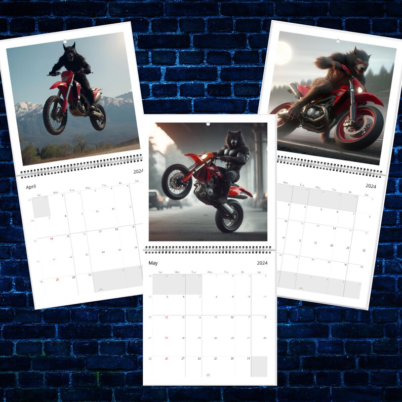 Dirtbike Wolf Calendar 2024 Calendar Dirtbike Calendar Wolf Calendar