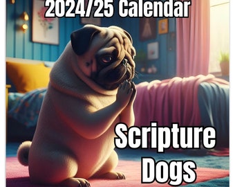 Scripture Dogs Calendar | 2024 Calendar | Dog Calendar | Christian Calendar | Bible Dogs | Bible Calendar | Dogs & Jesus | Faith Calendar
