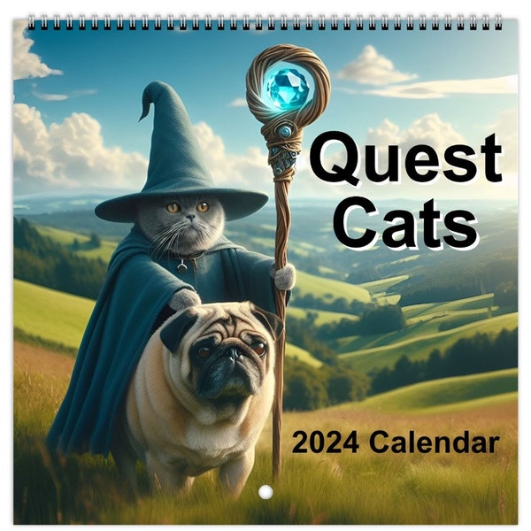 Quest Cats Calendar | 2024 Calendar | Cat Calendar | DND Calendar | Medieval Calendar | Medieval Cats | DND Cats