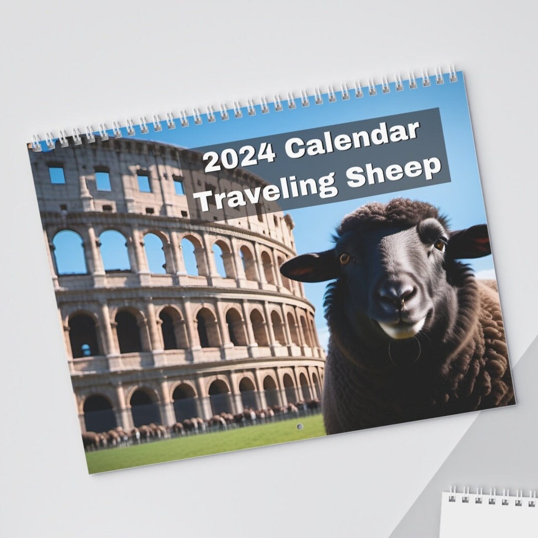 2024 Calendar Sheep Calendar Traveling Sheep Travel Calendar Farm
